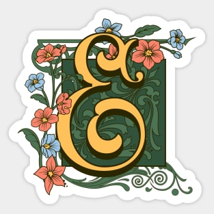 Art Nouveau Letter E, Ornamental Letter E, Art Deco Sticker